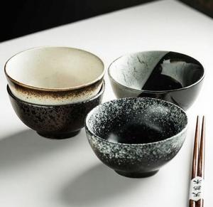 Vaisselle en céramique noire réactive émaillée en gros, bols japonais, bols à riz et à soupe en céramique - Product Image 3