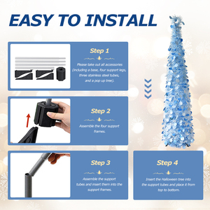 Árbol de Navidad Cónico Azul y Blanco con Adornos Brillantes, Árbol Artificial Delgado para Mesa o Suelo, Decoración Navideña para Interiores del Hogar - Product Image 4
