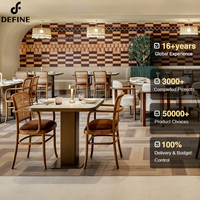 Ensemble de meubles de restaurant en cuir de luxe moderne tout-en-un, tables et chaises avec plateau en marbre pour salles à manger d'hôtel, garantie de 5 ans