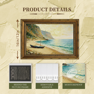 Quadro da Parete 3D Testurizzato con Cornice Dorata, Tema Mare e Oceano, per Soggiorno, Camera da Letto, Ufficio, Spiaggia, Barca - OEM ODM - Product Image 2