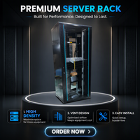 Baie de serveur informatique 37U de 19 pouces pour centre de données, sur pied, en acier laminé à froid, protection IP20, avec panneau en verre trempé pour réseau, en stock