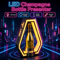 Expositor de Botellas de Licor con Iluminación LED, Diseño Poligonal Personalizado con Logotipo, para Servicio VIP, Presentador de Botellas de Champán
