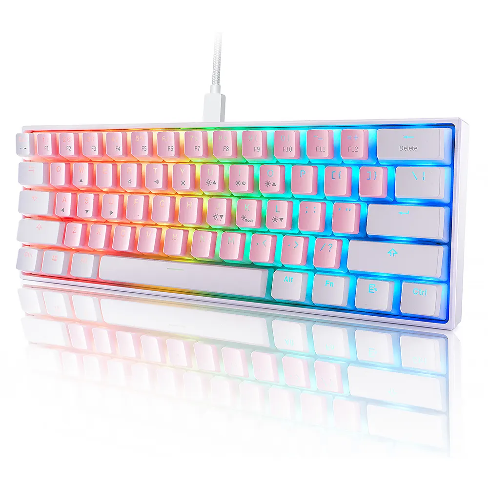 Seenda 61 PBT Keycaps Mini 60% Mechanical Gaming Keyboard with Customizable RGB Backlit Programmable Keyboards