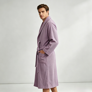 Bata de Lujo para Hombre de Fibra de Algodón, Bata de Baño Suave Personalizada, Pijama Kimono de Tallas Grandes para Hombre, Fabricante OEM, Venta al por Mayor de Fábrica - Product Image 5