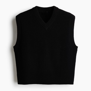 Chaleco de punto <span class=keywords><strong>sin</strong></span> mangas para <span class=keywords><strong>hombre</strong></span> con cuello en V, diseño jacquard hueco, color liso - Product Image 3