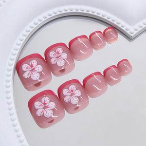 Juego de 24 Uñas Postizas de Alta Calidad, Suaves, de ABS, con Diseño de Flores Brillantes en Color Sólido, Uñas Artificiales para los Pies al por Mayor - Product Image 2