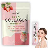 OEM AegleWell Multi Collageen Peptide Stick Poeder, Aardbei Mojito smaak, Gehydrolyseerd collageen met Biotine VC Hyaluronzuur