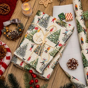 Christmas Tree and People <b>Pattern</b> Gift Wrapping <b>Paper</b> Double-Sided Coated Specialty <b>Paper</b> for Holiday Packaging - Product Image 1