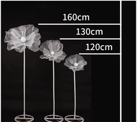Décoration florale de scène de mariage, scène intérieure et extérieure, 3 pièces/ensemble, fleurs artificielles en soie faites à la main, simulation de grandes fleurs en organza géantes