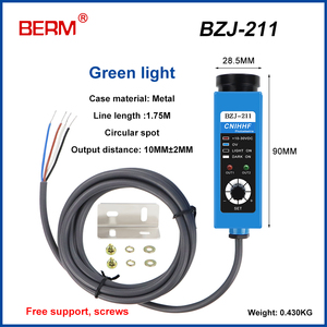Cảm biến chỉnh mắt màu xanh lá cây theo dõi công tắc quang điện cảm biến đánh dấu màu BZJ-211 photocell con trỏ quang điện - Product Image 2