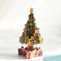 Kartu pohon Natal 3D kreatif, kartu hadiah aktivitas ramah siswa untuk Natal