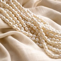 Chaîne de perles de culture d'eau douce blanches naturelles Radiant Luster, perles de riz 7-8mm, filées, semi-finies pour bijoux DIY
