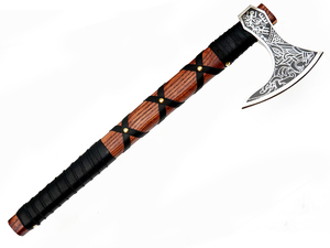 Thewizcrafts Hache Viking Ragner, Hachette Tactique de Survie pour l'Extérieur, Manche en Bois de Rose, Double Lame, Tête en Acier, Outil Multifonction DIY - Product Image 1