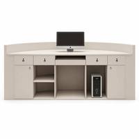 Comptoir d'accueil incurvé avec base lumineuse LED, panneau E1 peint 7 couches, taille personnalisée 100-500 cm, pour hôtel, salon de beauté, bureau, OEM