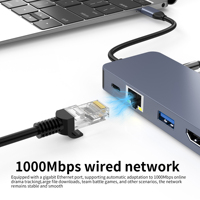 Hub USB 3.0 Tipe C 11 in 1, ke Ethernet dengan HDTV PD stasiun Dok pengisian daya untuk laptop MacBook