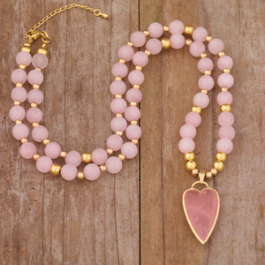 <span class=keywords><strong>Collana</strong></span> con ciondolo a cuore in cristallo <span class=keywords><strong>rosa</strong></span> <span class=keywords><strong>rosa</strong></span> in stile Boho, realizzata a mano per feste di matrimonio, regalo perfetto per San Valentino - Product Image 2