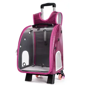 Multi-function Portable Pet Travel Carriers Bag Backpack For Birds Cats Dogs With Removable Wheels Stroller