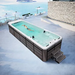 大尺寸矩形喷射漩涡地面游泳温泉8米无边游泳池瓷器