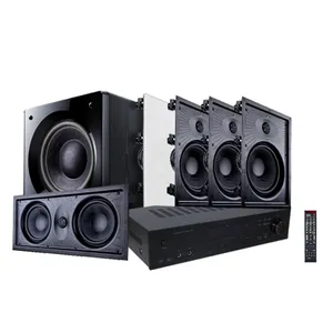 Surround Sound System 5.1 Channel Home Theater Terintegrasi dengan Power Amplifier dan Speaker Dinding, Subwoofer Tangguh