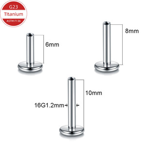 Pendientes de Titanio con Rosca Interna y Externa G23 ASTM F136, Pulido Espejo, Joyería Unisex para Piercing - Product Image 2