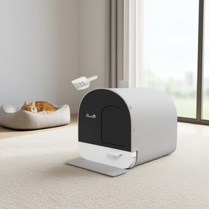 Bac à litière pour chat PawHut avec couvercle, 17x17x18,5 pouces, avec bac, pelle et filtre, pour usage intérieur - Product Image 2