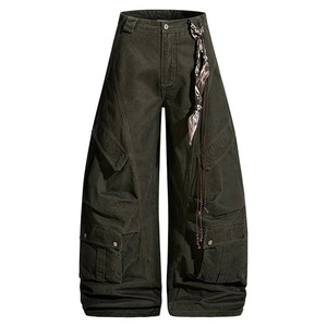 Pantalones Vaqueros Cargo Vintage de Pierna Ancha con Decoración de Cadena Metálica para Streetwear - Product Image 5