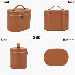 Organisateur de maquillage de voyage en cuir PU de grande capacité portable pour femmes - Product Image 5