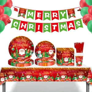 Festa De Natal Louça Descartável Arco-íris Colorido Copos De Papel Placas Decoração De Mesa Crianças Meninas Fontes De Festa De Natal