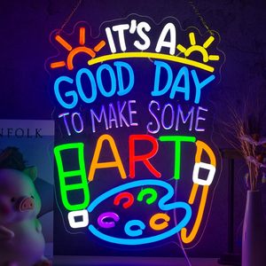 <span class=keywords><strong>C</strong></span>'<span class=keywords><strong>est</strong></span> un <span class=keywords><strong>bon</strong></span> jour pour faire de l'art, enseigne au néon « Make Some Art », enseigne au néon pour la décoration murale, enseignes lumineuses au néon LED - Product Image 1