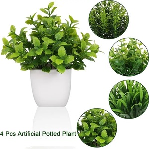 Lot de 4 plantes artificielles d'<span class=keywords><strong>eucalyptus</strong></span> durables, petites jardinières bleues, décoration intérieure pour salle de bain et salon - Product Image 4