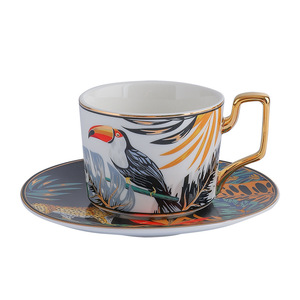 European Style Jungle Series Ceramic Coffee Cup and Saucer Set for Afternoon Tea & Gifts - Product Image 6