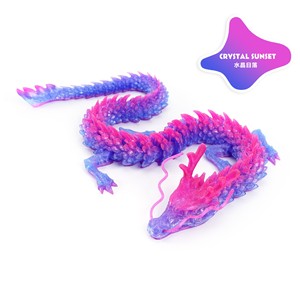 Dragon articulé imprimé en 3D - Dégradé Jaune Bleu, Serpent à articulations mobiles, Jouet anti-stress flexible, Décoration d'intérieur, Matériau PLA, 30CM - Product Image 2