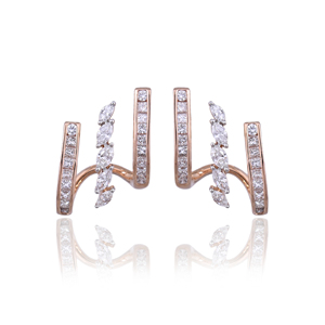 Pendientes de Oreja de Oro Rosa Sólido de 18K con Doble Línea de Diamantes Naturales, Joyería Fina de Lujo con Corte Marquesa para Mujer, OEM ODM - Product Image 3