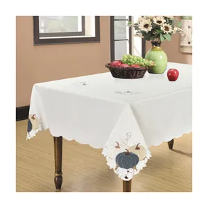 OWENIE 60x84 इंच नीले और सफेद शरद ऋतु फसल कद्दू Cutwork खाने भोज टेबल कवर मेज़पोश