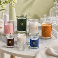 Pot à bougie en verre transparent avec couvercle en verre, plusieurs tailles, récipient à bougie vide, logo personnalisé pour l'aromathérapie