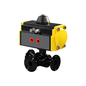 COVNA Urgent Order 3 Way Pneumatic Valve DN40 L Port Pneumatic Actuated SS316 Sanitary Ball Valve with <b>Tri</b>-<b>Clamp</b>, Single Acting - Product Image 3