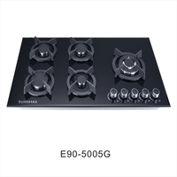 Table de cuisson à gaz encastrable 5 brûleurs GPL OEM/ODM d'usine avec plaque en verre trempé pour usage domestique