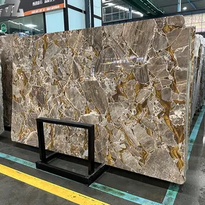 Buffett Gold Marbles Natural Stone Slab Tile Vanity Top Countertop Tiles And Marbles Stone Table