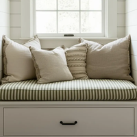 Coussin matelassé rayé de 2 pouces pour banc, siège de fenêtre, coin IKEA Kallax, style ferme, en lin, imperméable, amovible et lavable