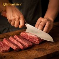 Pisau Santoku KitchenBliss Tajam, Baja Damascus Tembaga 33 Lapis Vg10, Pisau Dapur Jepang untuk Koki