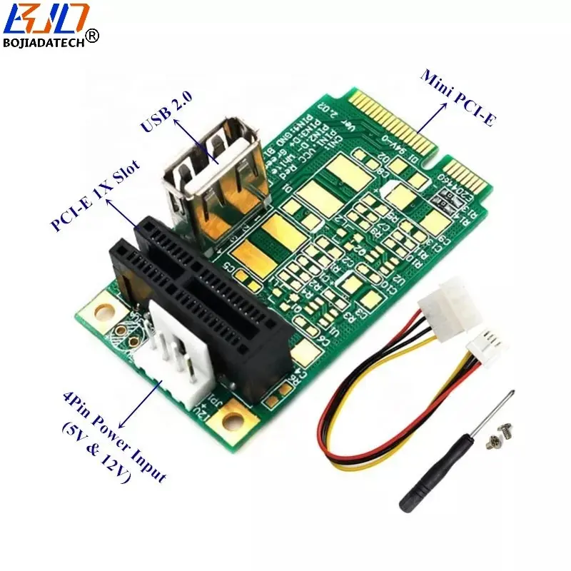 Adaptador conversor mini pci-e mpcie 52pin para pci express 1x, com conector usb 2.0