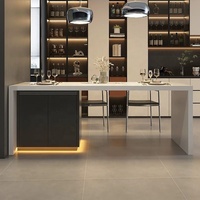 Table de salle à manger îlot moderne et minimaliste en contreplaqué, bureau à domicile avec tiroir verrouillable, hauteur réglable, usage commercial, 7+ panneaux