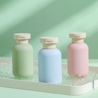 Flacon de shampooing portable de voyage, compressible, 100 ml, en HDPE, flacon de nettoyant, rose, vert, bleu, flacon en plastique compressible avec bouchon rabattable