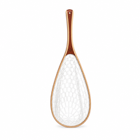 Épuisette de pêche à la mouche professionnelle en bois massif avec filet en silicone transparent, élancée et fabriquée à la main, pour la capture et la libération des truites et des achiganes