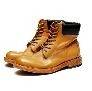 Botas de Cuero Marrón para Hombre, Cuero Genuino, Estilo Retro Británico, Botas con Cordones Hechas a Mano, Zapatos de Vestir Oxford - Product Image 3