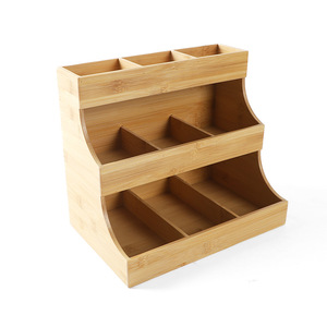 Étagère à épices multicouche en bois pour comptoir de cuisine, support de rangement pour capsules de café et sachets de thé pour salle de thé, articles divers - Product Image 1