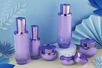 Ensemble de flacons de soin de la peau en verre ovale dégradé de luxe, plusieurs couleurs, bouchon pompe, flacon de lotion, sérum, crème, emballage cosmétique, logo personnalisé