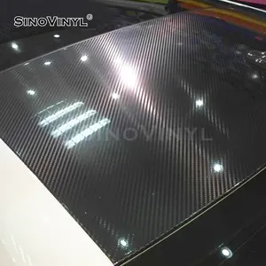 ขายส่ง คาร์บอนไฟเบอร์สติกเกอร์รถสีดำ-ฟองอากาศ SINOVINYL ฟรีซุปเปอร์มันวาวสีดำ2D 3D 4D 5D 6D 7D คาร์บอนไฟเบอร์ฟิล์มรถห่อสติกเกอร์ไวนิลม้วน