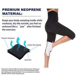 Pantalones de Yoga de Sauna para mujer, pantalones Capris de Control de grasa, Legging con cinturón de entrenamiento de cintura - Product Image 5