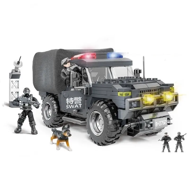 Swat loạt áo giáp Xe khối xây dựng đồ chơi quân sự trẻ em khối thiết lập swat cảnh sát xe tải bọc thép chiến thuật Giao thông vận tải xe
